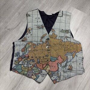 vintage world map waistcoat / vest by mirrors